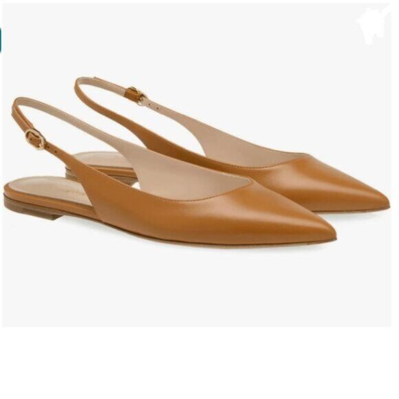 FOWT Brown Pointed Toe Slingback Buckle Strap Womens Flats Comfort Casual Shoes - Picture 1 of 7